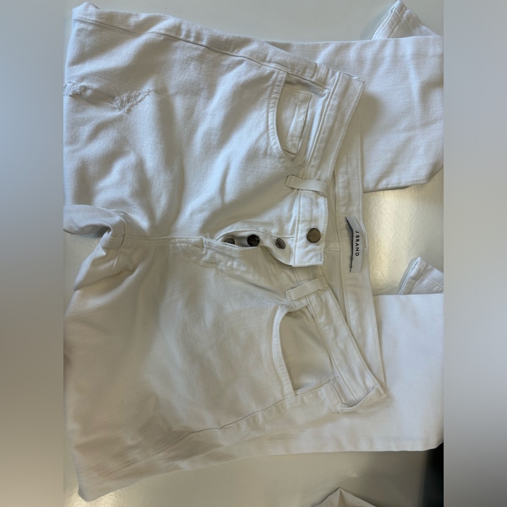 J. Brand Caitlin Distressed White Skinny Jeans